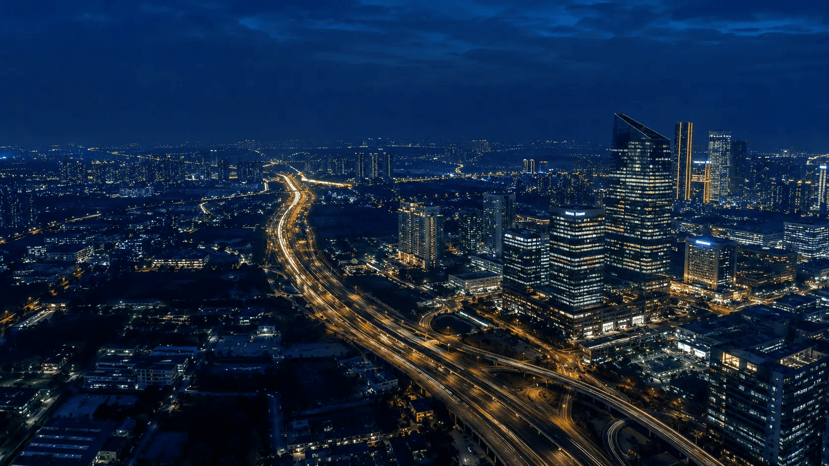 Gurugram skyline at dusk