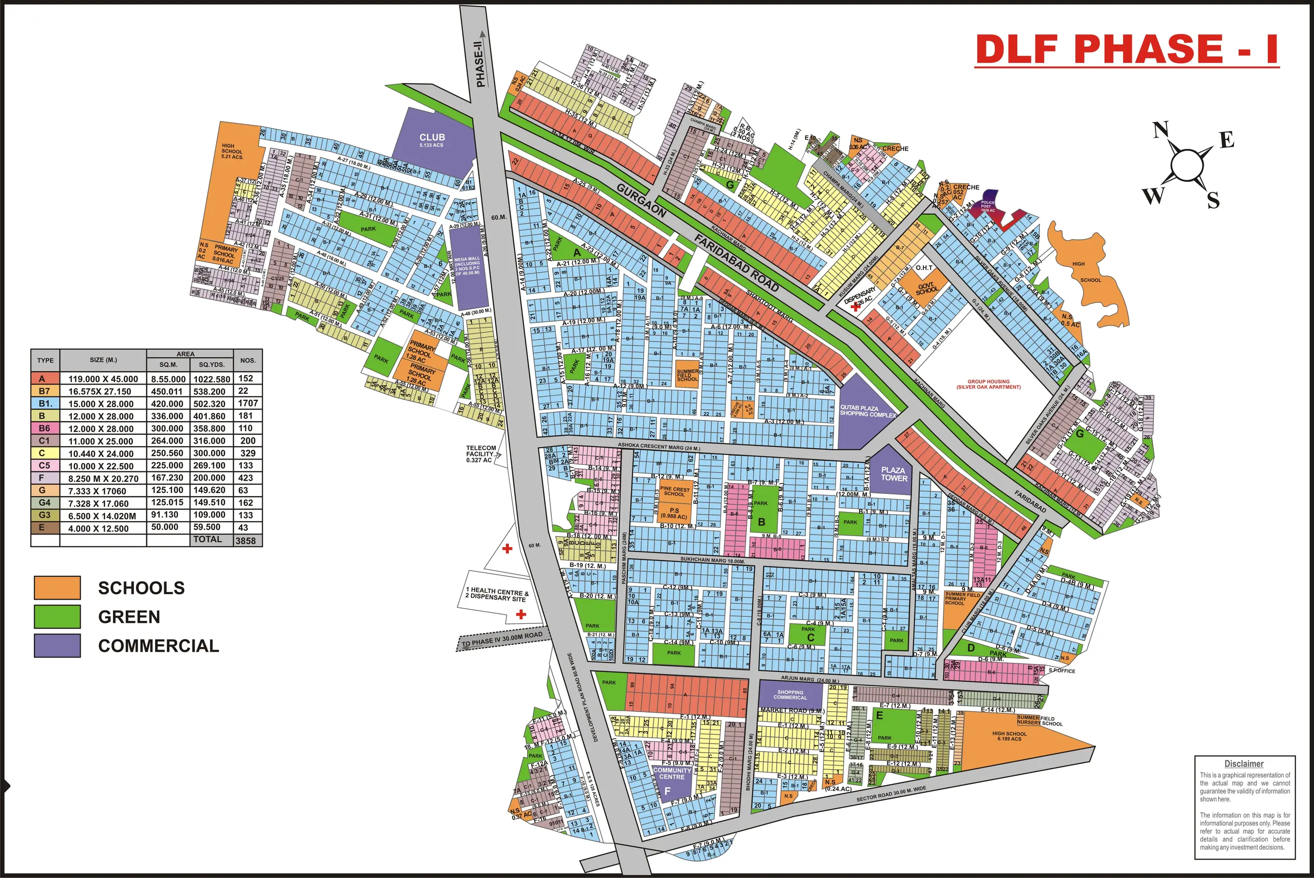 DLF Phase 1 plot map, Gurugram