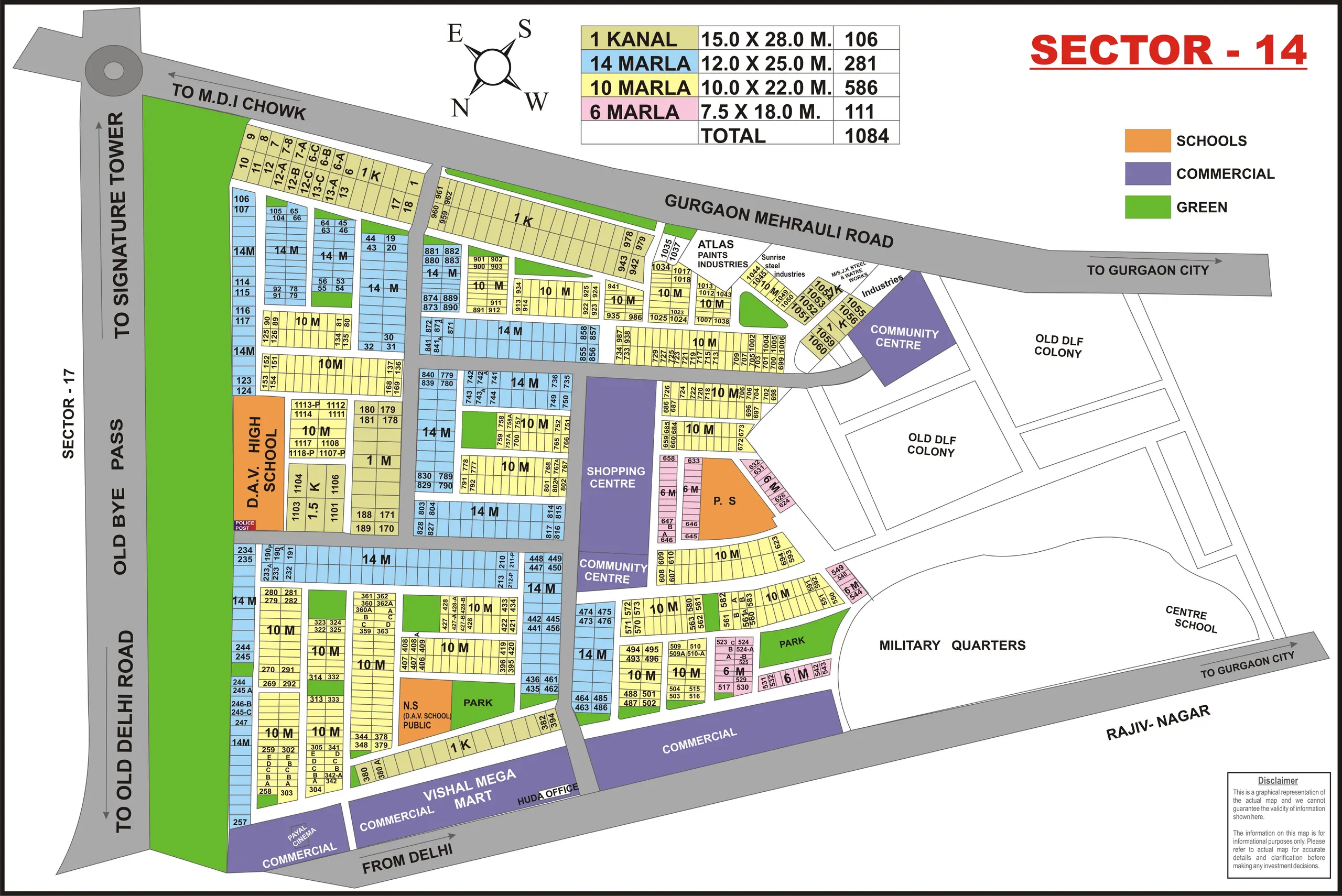 Sector 14 plot map, Gurugram