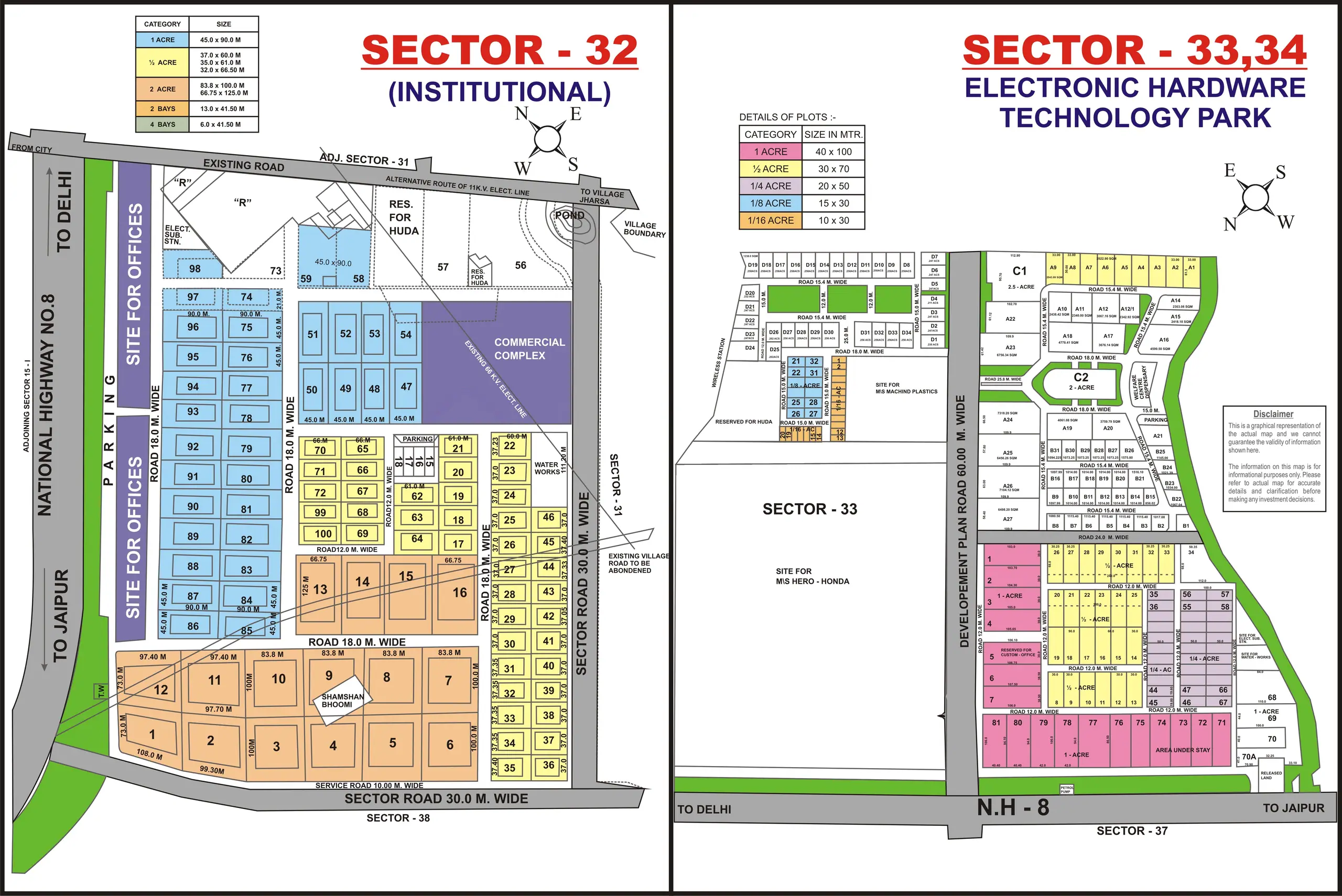 Sector 32, 33 & 34 plot map, Gurugram