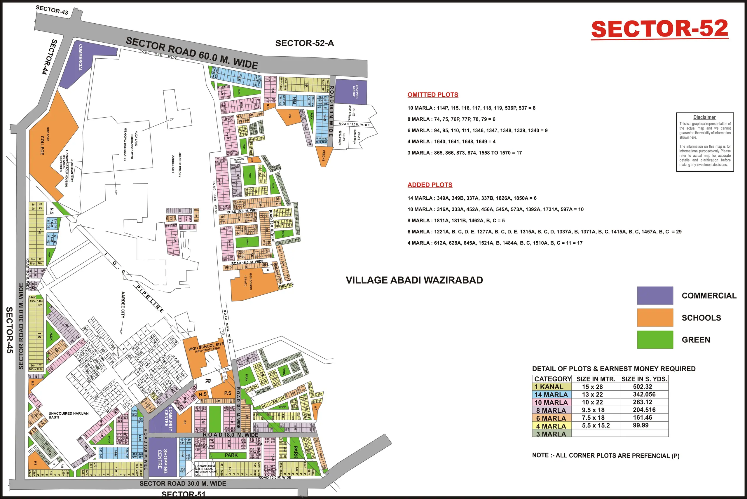 Sector 52 plot map, Gurugram